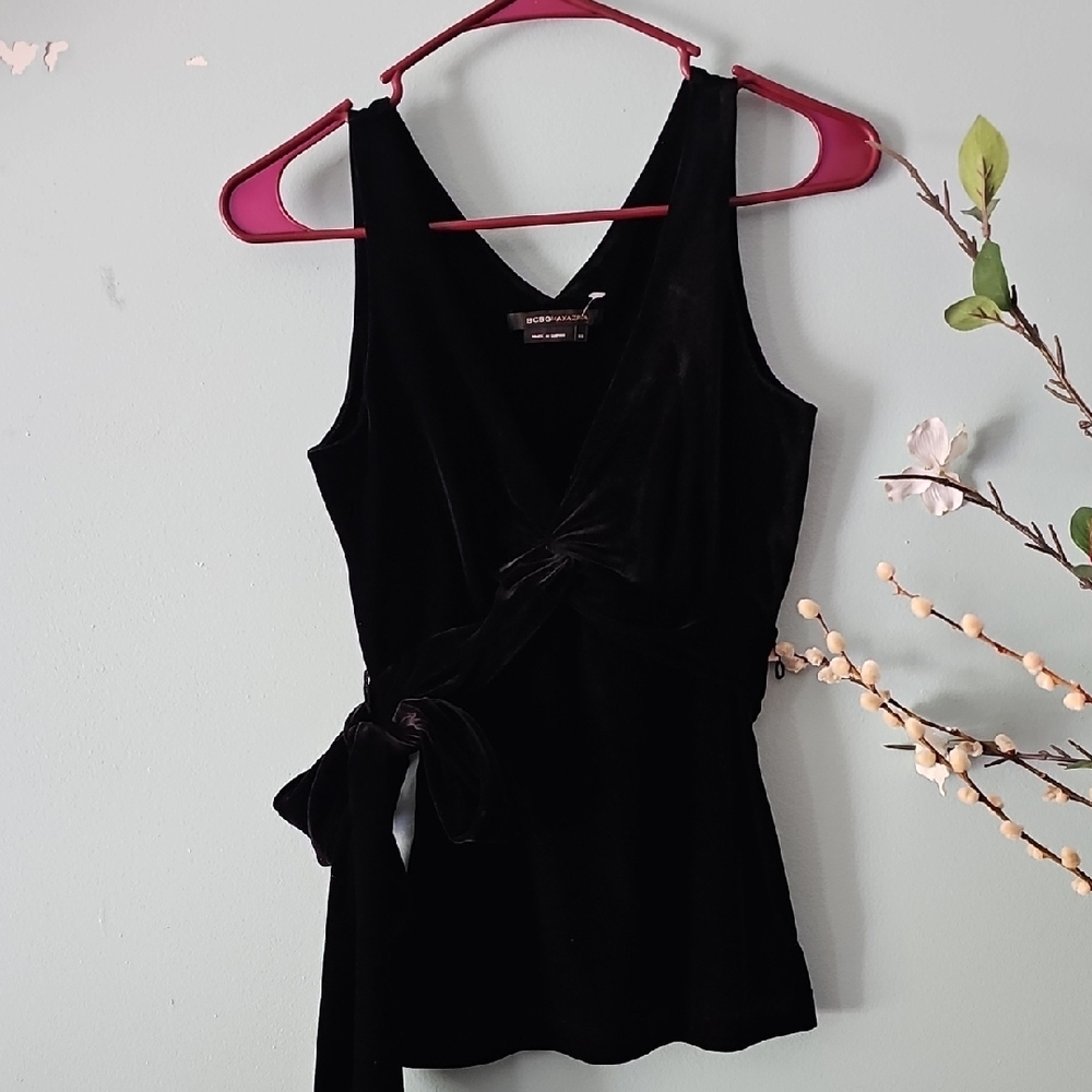 BCBGMaxAzria Black Velvet Sleeveless Top